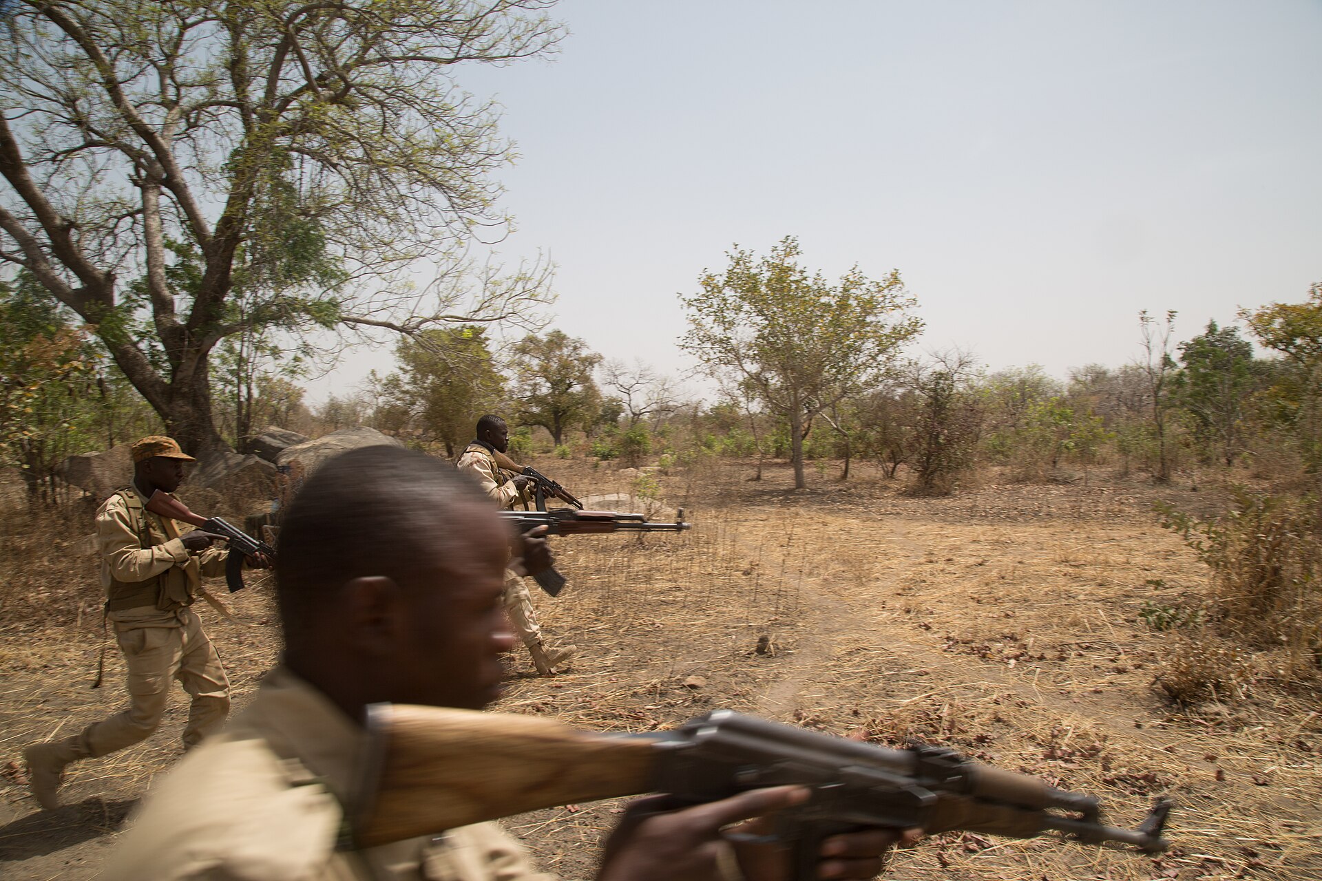 Burkinabe soldiers during a training exercise