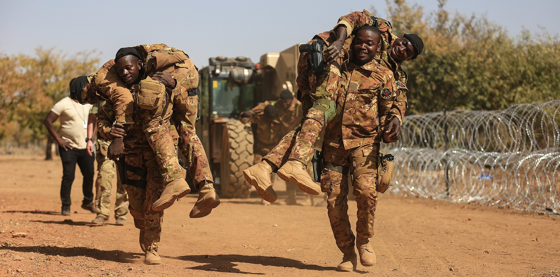 Malian soldiers during a training exercise