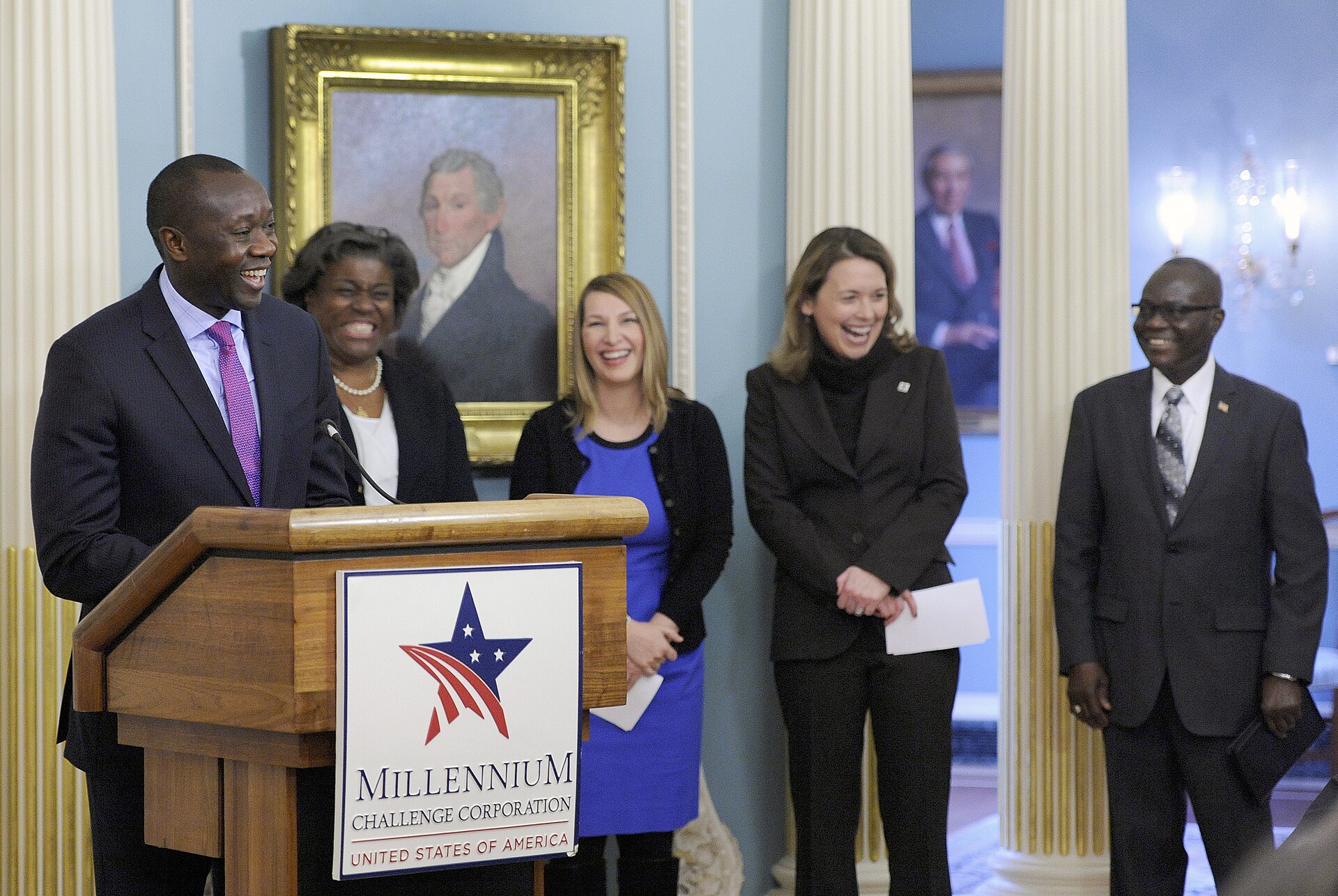 Amara Konneh speaking at a lectern